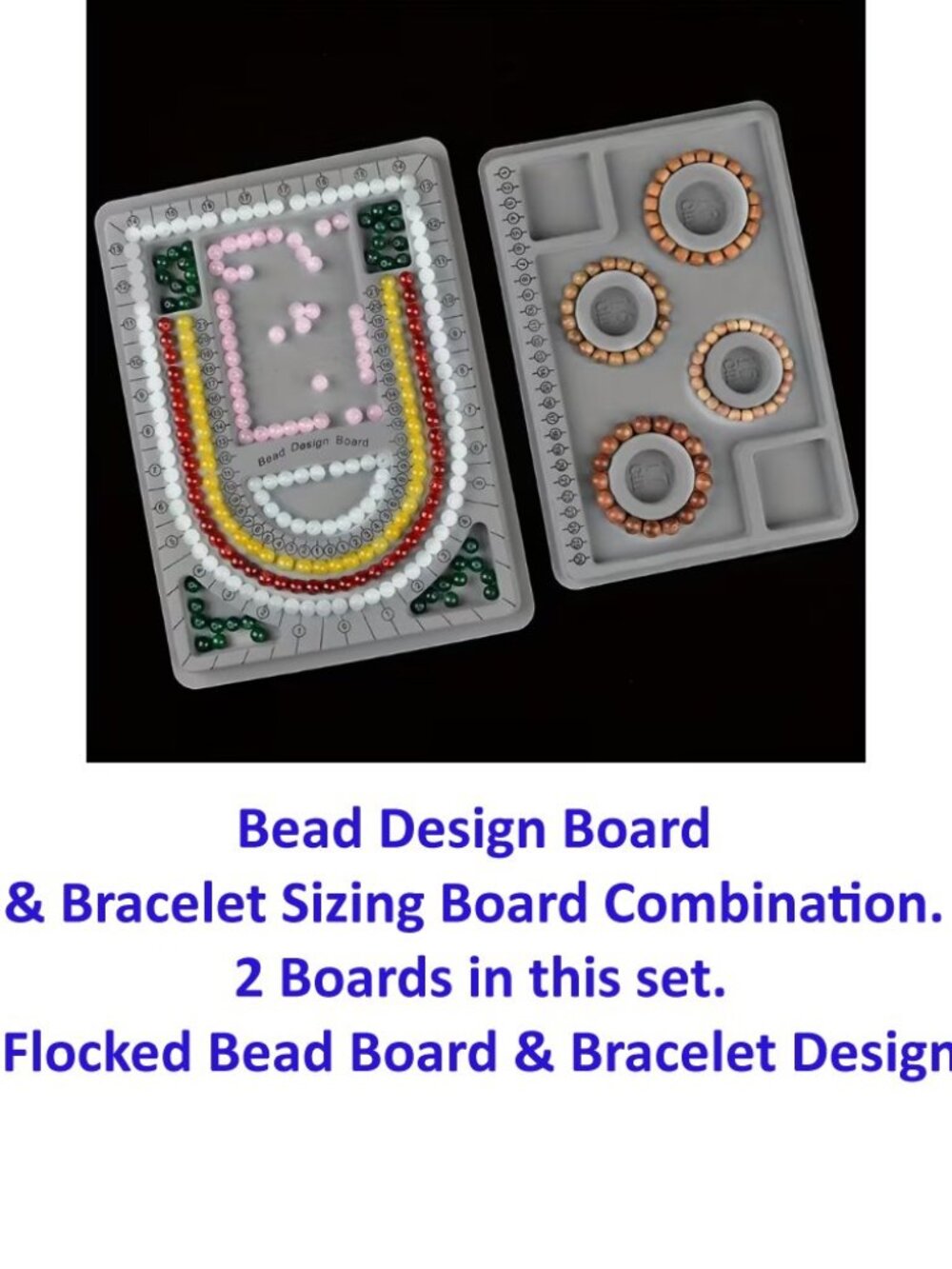 Bead Design Board and Bracelet Sizing Board Combination.  2 Boards in this set.